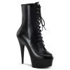 Pleaser Shoes By Pleaser USA Halloween Costume Footwear DELIGHT-1020 Pleaser Shoes Black Leather Ankle Booties