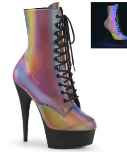 Pleaser Shoes By Pleaser USA DELIGHT-1020REFL Pleaser Shoes Reflective Pole Dancing Boot