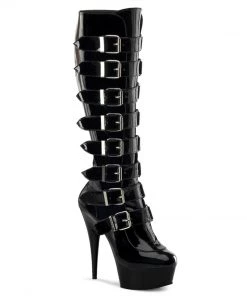 Pleaser Shoes By Pleaser USA Knee High And Mid Calf Boots DELIGHT-2049 Pleaser Shoes Knee High Buckle Boots