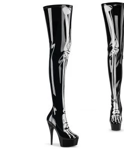 Pleaser Shoes By Pleaser USA DELIGHT-3000BONE Pleaser Shoes Thigh High Boot