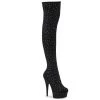 Pleaser Shoes By Pleaser USA Thigh High Boots DELIGHT-3002 Pleaser Shoes Rhinestone Pull-on Skintight Stripper Boot