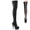 Pleaser Shoes By Pleaser USA DELIGHT-3003 Pleaser Shoes Black Lycra Skintight Thigh High Pole Dancing Boot