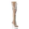 Pleaser Shoes By Pleaser USA DELIGHT-3026 Pleaser Shoes Clear Thigh High Platform Stripper Boots Thigh High Boots