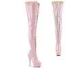 Pleaser Shoes By Pleaser USA DELIGHT-3027 Pleaser Shoes Pink Patent Thigh High Boot
