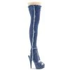 Pleaser Shoes By Pleaser USA Thigh High Boots DELIGHT-3030 Pleaser Shoes Denim Open Toe/Heel Platform Stripper Boot
