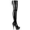 Pleaser Shoes By Pleaser USA DELIGHT-3063 Pleaser Shoes Thigh High Lace Up Back Boot