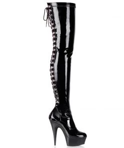 Pleaser Shoes By Pleaser USA DELIGHT-3063 Pleaser Shoes Thigh High Lace Up Back Boot