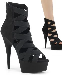 Pleaser Shoes By Pleaser USA DELIGHT-600-24 Elastic Strappy Pole Dancing Bootie Sandal