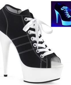 Pleaser Shoes By Pleaser USA Halloween Costume Footwear DELIGHT-600SK-01 Black Canvas Sexy Platform Sneaker