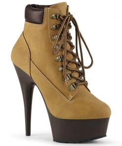 Pleaser Shoes By Pleaser USA DELIGHT-600TL-02 Tan 6 Inch Heel Sexy Hiker Boot