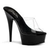 Pleaser Shoes By Pleaser USA DELIGHT-601 Pleaser Shoes Clear Upper Black Platform Stripper Slide Shoe 6 Inch Heels