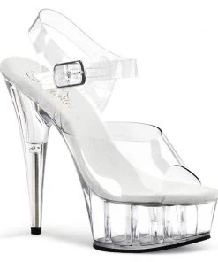 Pleaser Shoes By Pleaser USA DELIGHT-608 Pleaser Shoes Clear Heel Pole Dancing Fitness Shoes