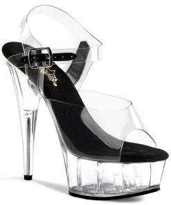 Pleaser Shoes By Pleaser USA DELIGHT-608 Pleaser Shoes Clear Platform 6 Inch Stripper Shoe 6 Inch Heels