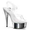 Pleaser Shoes By Pleaser USA DELIGHT-608 Pleaser Shoes Silver Chrome Platform Stripper Shoe