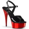 Pleaser Shoes By Pleaser USA DELIGHT-609 Red Chrome Platform 6 Inch Heel Stripper Shoe
