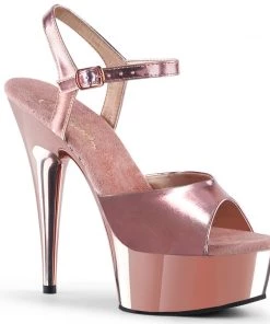 Pleaser Shoes By Pleaser USA DELIGHT-609 Metallic Rose Gold Platform Exotic Dancer Shoe