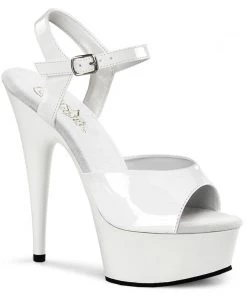 Pleaser Shoes By Pleaser USA DELIGHT-609 Pleaser Shoes White Patent Platform 6 Inch Heels