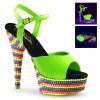 Pleaser Shoes By Pleaser USA DELIGHT-609RBS Pleaser Shoes Neon Green Clearance Stripper Shoe