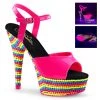 Pleaser Shoes By Pleaser USA DELIGHT-609RBS Pleaser Shoes Neon Hot Pink Exotic Dancer Shoes 6 Inch Heels
