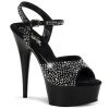 Pleaser Shoes By Pleaser USA DELIGHT-609RS Pleaser Shoes Black Stripper Shoe With Rhinestones 6 Inch Heels