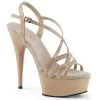 Pleaser Shoes By Pleaser USA DELIGHT-613 Pleaser Shoes Nude Patent Strappy Pole Dancing Sandal 6 Inch Heels