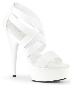 Pleaser Shoes By Pleaser USA 6 Inch Heels DELIGHT-669 White Strappy Platform Pole Dancing Shoes