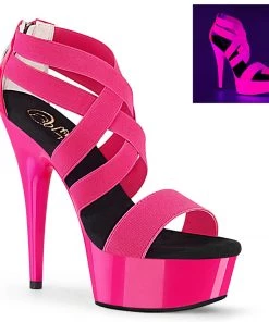 Pleaser Shoes By Pleaser USA DELIGHT-669UV Pleaser Shoes Neon Hot Pink UV Reactive Stripper Shoe