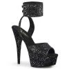 Pleaser Shoes By Pleaser USA DELIGHT-691LG Pleaser Shoes Black Glitter Clearance 6 Inch High Heel 6 Inch Heels