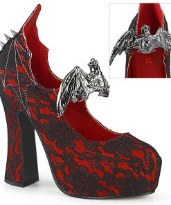 Women's Demonia Footwear DEMON-18 Demonia Shoes Red Gothic Mary Jane Pump