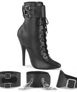 DOMINA-1023 Devious Shoes Stiletto Ankle Heel Dominatrix Booties Booties And Ankle High Boots