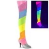 Pleaser Pink Label DREAM-3012RBG Thigh High Boot Blacklight Reactive Rainbow Boots