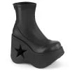 Women's Demonia Footwear DYNAMITE-100 Demonia Shoes Star Cut Out Wedge Gohtic Boot