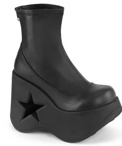Women's Demonia Footwear DYNAMITE-100 Demonia Shoes Star Cut Out Wedge Gohtic Boot