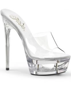 Pleaser Shoes By Pleaser USA ECLIPSE-601 Pleaser Shoes Clear Platform Shoes 6 Inch Heels