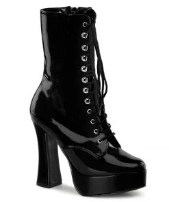 Pleaser Shoes By Pleaser USA Halloween Costume Footwear ELECTRA-1020 Pleaser Shoes Black Patent Platform Booties