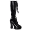 Pleaser Shoes By Pleaser USA ELECTRA-2020 Pleaser Shoes Black Patent Gogo Costume Boots Halloween Costume Footwear