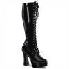 Pleaser Shoes By Pleaser USA ELECTRA-2023 Pleaser Shoes Black Patent Platform Boots Halloween Costume Footwear
