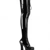 Pleaser Shoes By Pleaser USA Halloween Costume Footwear ELECTRA-3023 Pleaser Shoes Chunky Heel Thigh High Boots