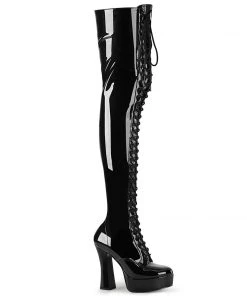 Pleaser Shoes By Pleaser USA Halloween Costume Footwear ELECTRA-3023 Pleaser Shoes Chunky Heel Thigh High Boots