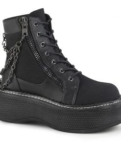 Demonia Shoes EMILY-114 Black Gothic Platform Ankle High Demonia Boot Women's Demonia Footwear