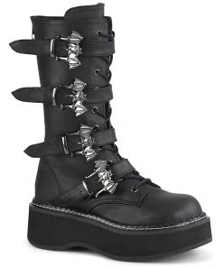Demonia Shoes EMILY-322 Demonia Boots Black Vegan Gothic Boots Women's Demonia Footwear