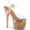 Pleaser Shoes By Pleaser USA ESTEEM-708CHLG Pleaser Shoes Rose Gold Glittery Platform Stripper Shoes