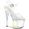 Pleaser Shoes By Pleaser USA ESTEEM-708RBP Pleaser Shoes Clear Pastel Holograpic Stripper Shoe 7 Inch Heels