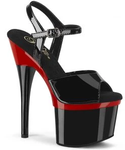 Pleaser Shoes By Pleaser USA ESTEEM-709BR Black And Red Stripper Shoes