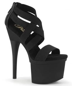 Pleaser Shoes By Pleaser USA ESTEEM-769 Pleaser Shoes Elastic Band Strappy Stripper Shoe 7 Inch Heels