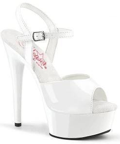 Pleaser Shoes By Pleaser USA 6 Inch Heels EXCITE-609 Pleaser Shoes White Comfort Stripper Shoes