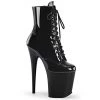 Pleaser Shoes By Pleaser USA FLAMINGO-1020 Black Patent Platform Exotic Dancer Boot Booties And Ankle High Boots