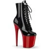 Pleaser Shoes By Pleaser USA FLAMINGO-1020 Pleaser Shoes Red Platform Black Upper Exotic Dancer Boot