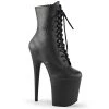 Fabulicious Shoes By Pleaser USA FLAMINGO-1020 Black Faux Leather Platform Lace-Up Front Exotic Dancer Boot