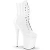 Pleaser Shoes By Pleaser USA FLAMINGO-1020 White Patent 8 Inch Heel Stripper Boot Booties And Ankle High Boots